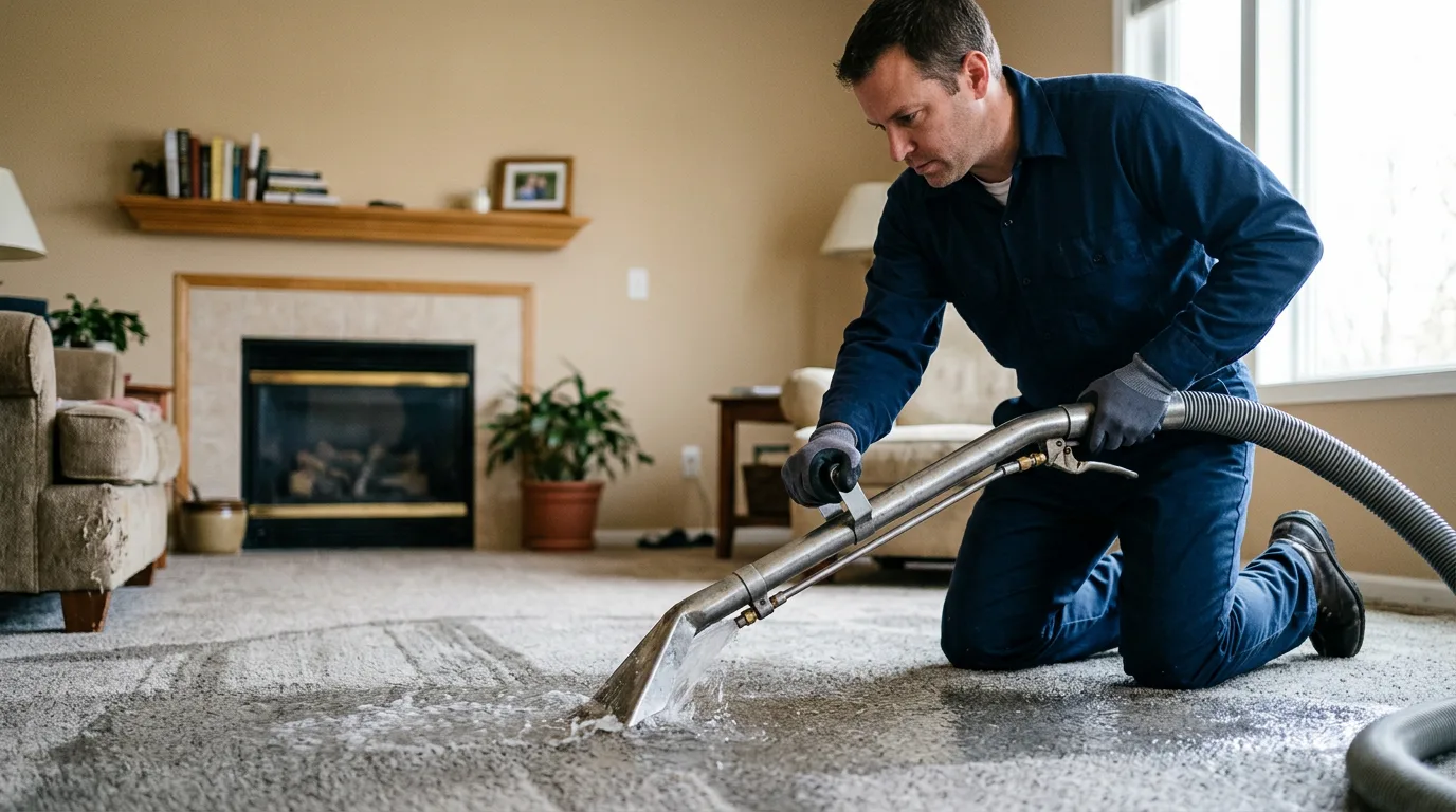 Water damage restoration technician working near Arlington, IA